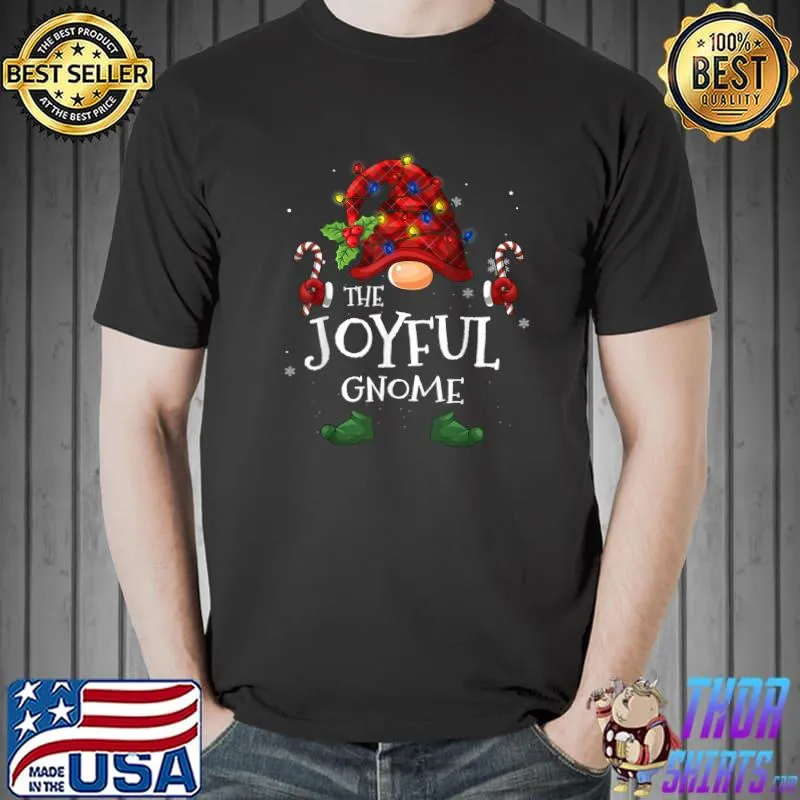 The Joyful Gnome Buffalo Plaid Christmas Tree Light T-Shirt Unisex