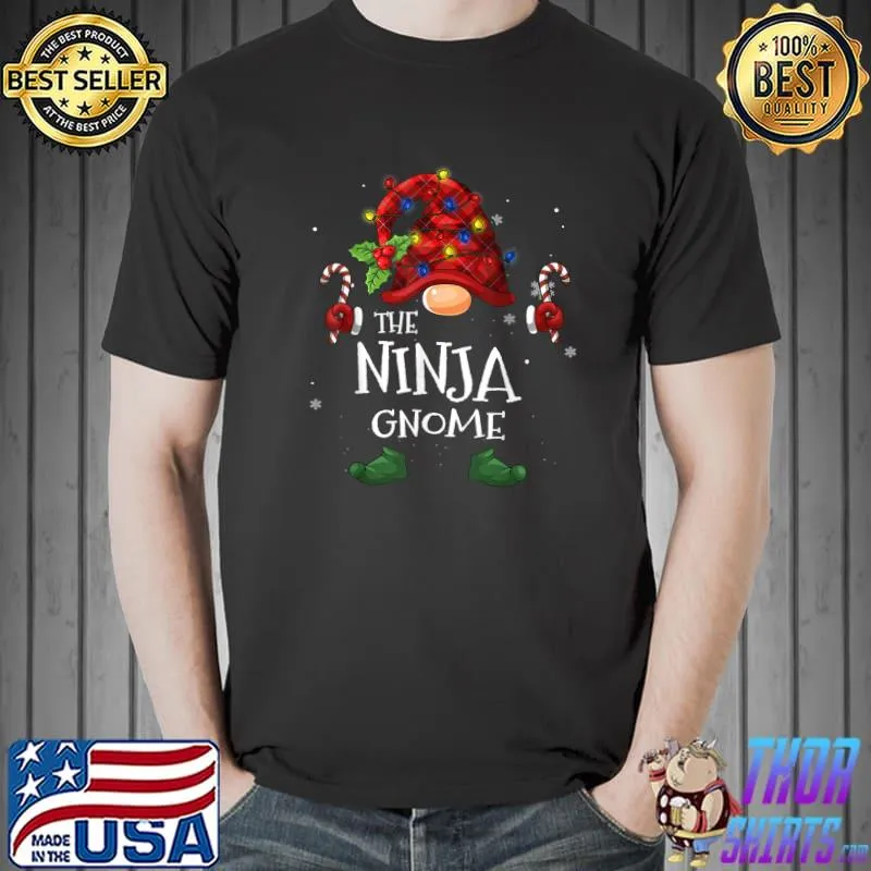 The Ninja Gnome Buffalo Plaid Christmas Tree Light T-Shirt Unisex