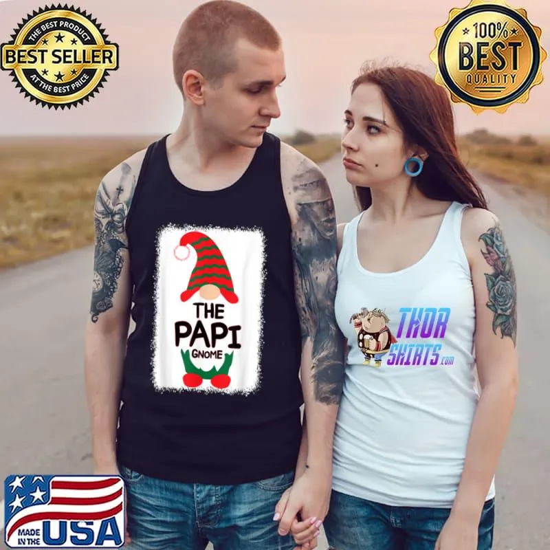 The Papi Gnome Matching Family Christmas Pajamas Bleached T Shirt Tank Top