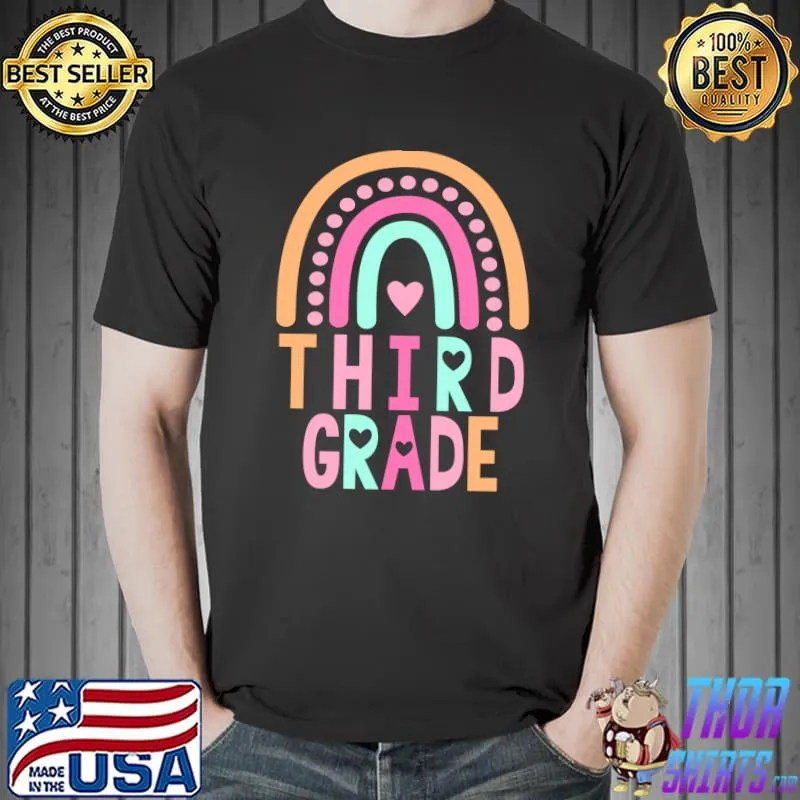 Third Grade Rainbow Girls Boys Teacher Cute 3rd Grade Squad T-s Unisex