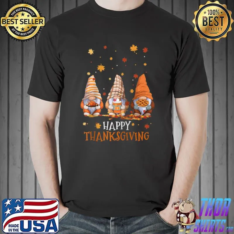 Three Gnomes Happy Thanksgiving Autumn Fall Pumpkin Spice Raglan Baseball T-s Unisex