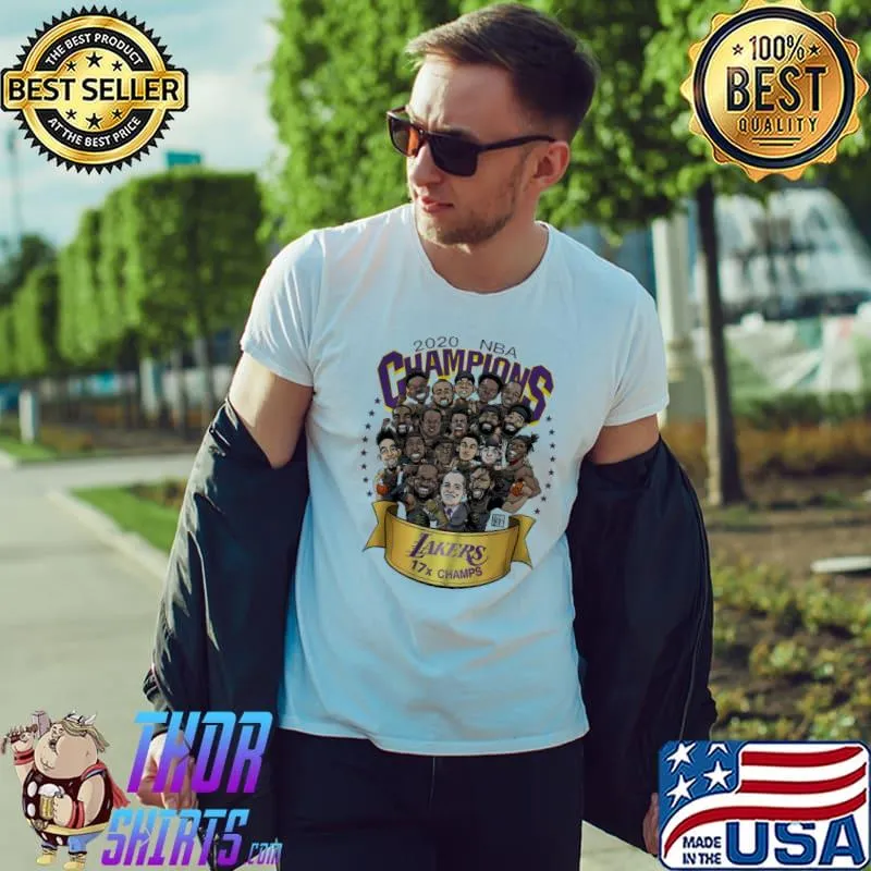 Top 2020 NBA Champions Los Angeles Lakers 17 Champs Cartoon Shirt Unisex