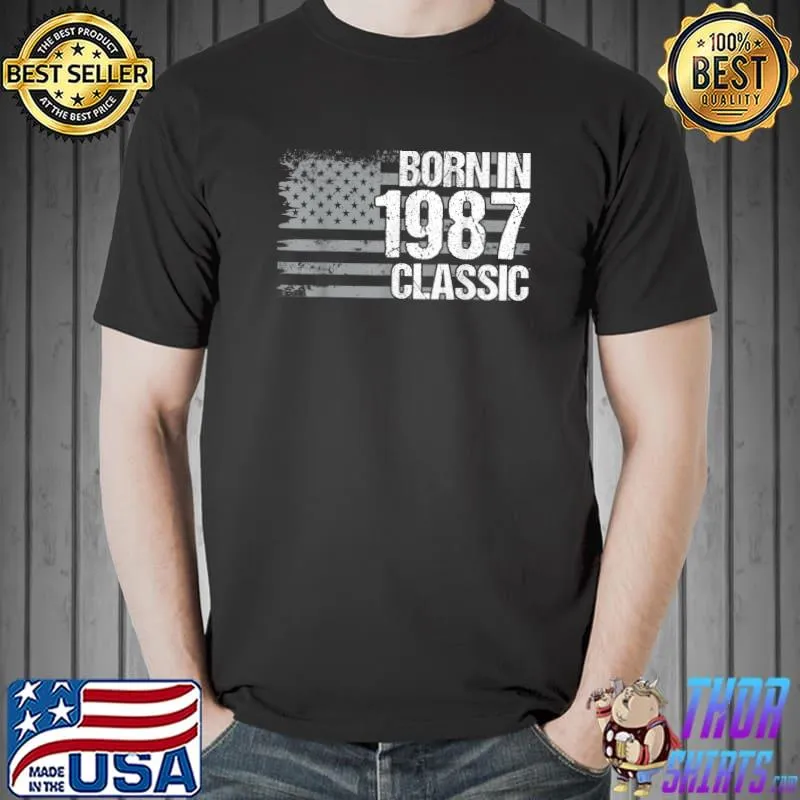 Top 35 Year Old US Flag Vintage Classic 1987 35th Birthday T-Shirt Unisex