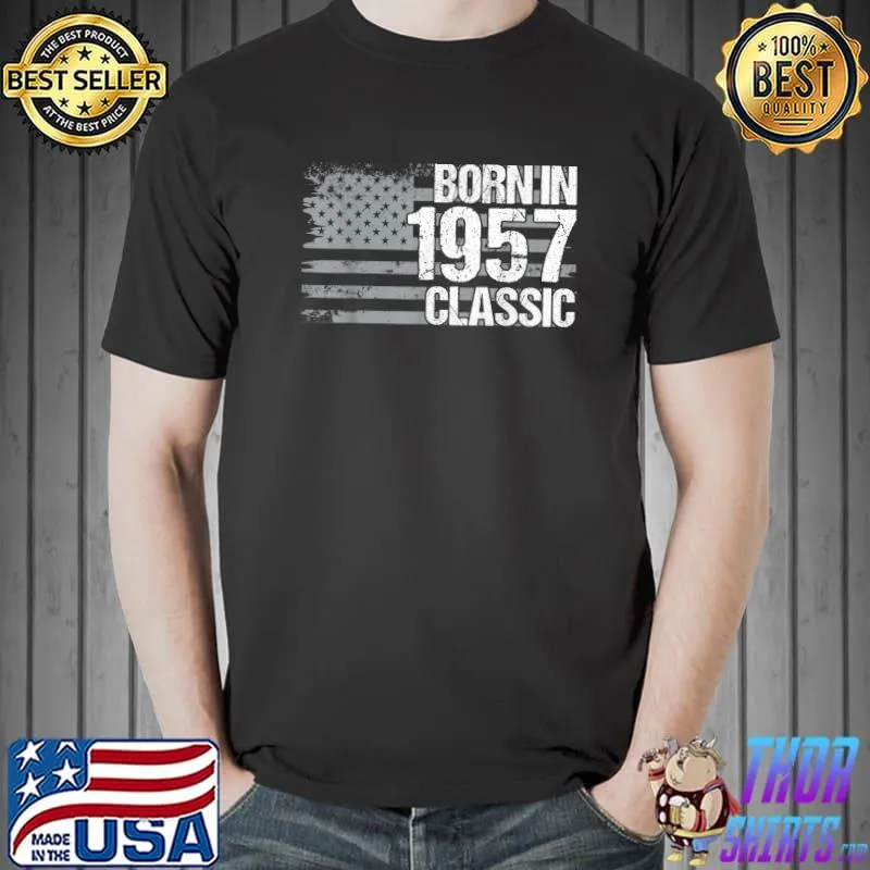 Top 65 Year Old US Flag Vintage Classic 1957 65th Birthday T-Shirt Unisex