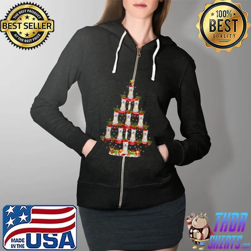 Top Akita Inu Dog Xmas Tree Lighting Akita Inu Christmas Tree T Shirt Full Zip Hooded