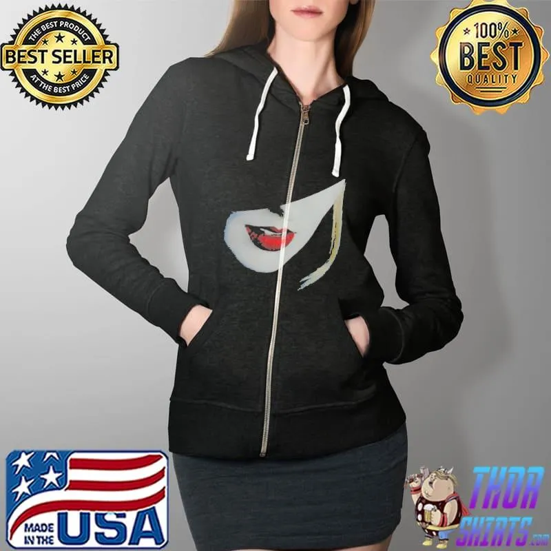 Top Beauty Red Lips Contour Shirt Full Zip Hooded