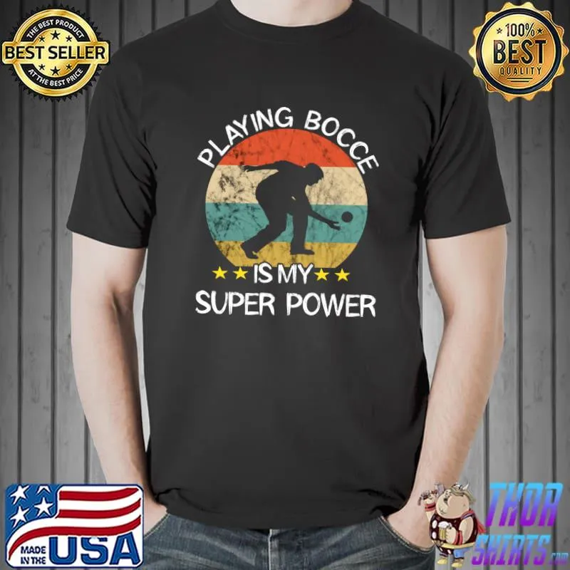 Top bocce Super Power Boules Sports Retro Vintage Sunset T-s Unisex