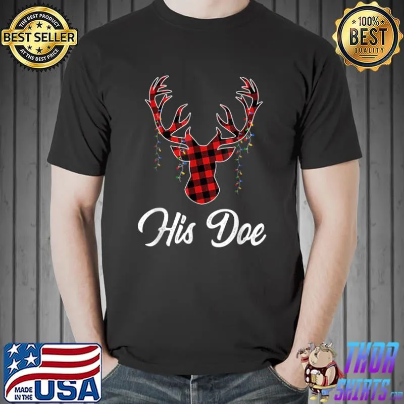 Top christmas Couple Matching Pajama Set Her Buck His Doe T-Shirt Unisex