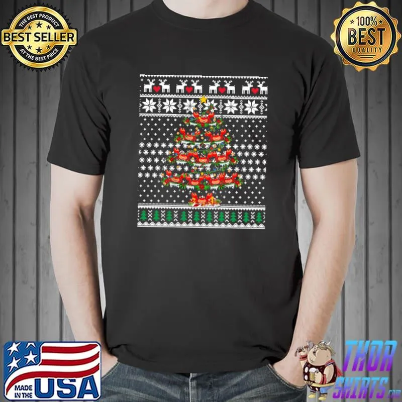 Top Crab Animal Lover Xmas Lighting Crab Christmas Tree T-Shirt