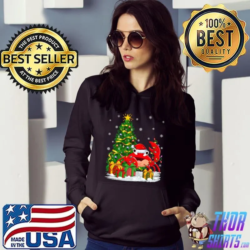 Top crab Fish Lover Family Matching Santa Hat Crab Christmas T-Shirt