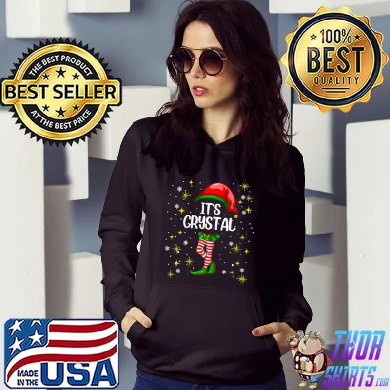 Top crystal Elf Personalized First Given Name Christmas T Shirt