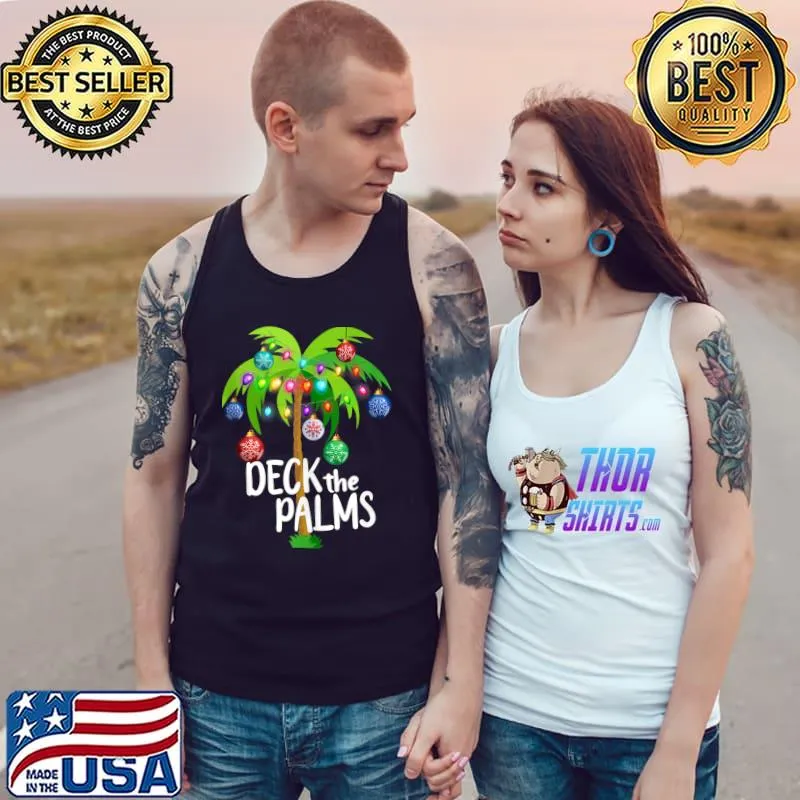Top Deck The Palms Tropical Hawaii Christmas Palm Tree Lights T Tank Top