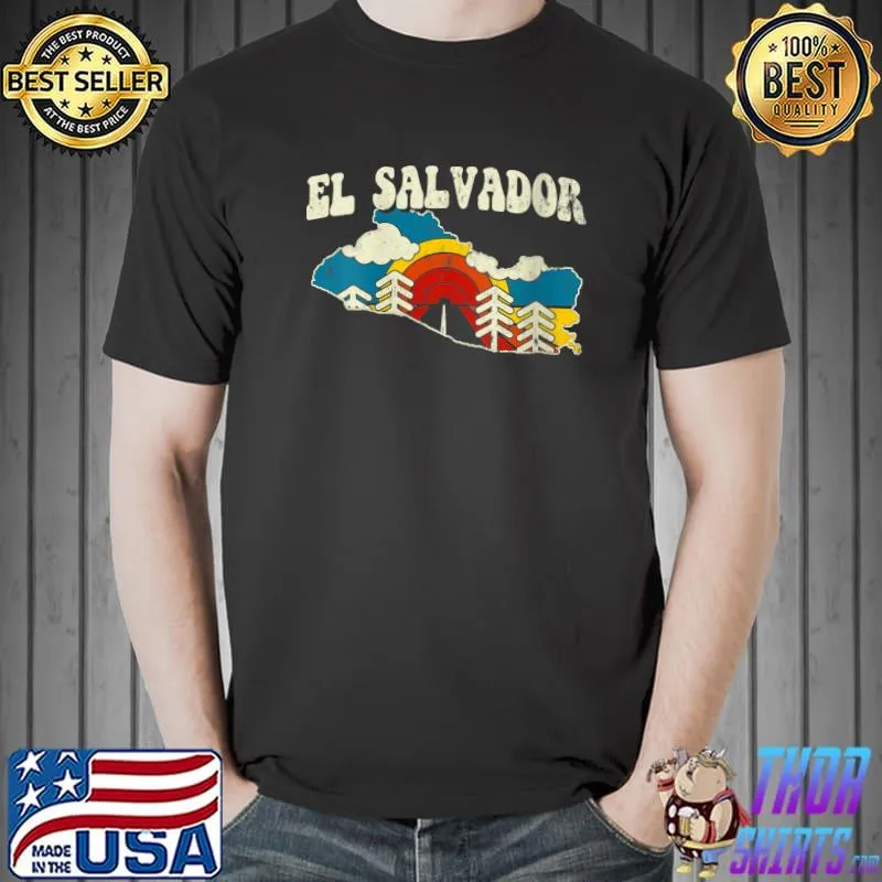 Top el Salvador Vintage Salvadorian Country Rainbow Retro Map T-Shirt Unisex