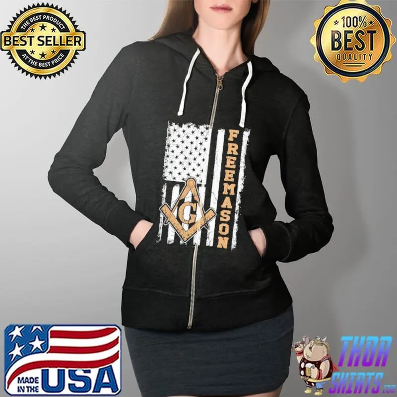 Top Freemason American Flag Shirt Full Zip Hooded
