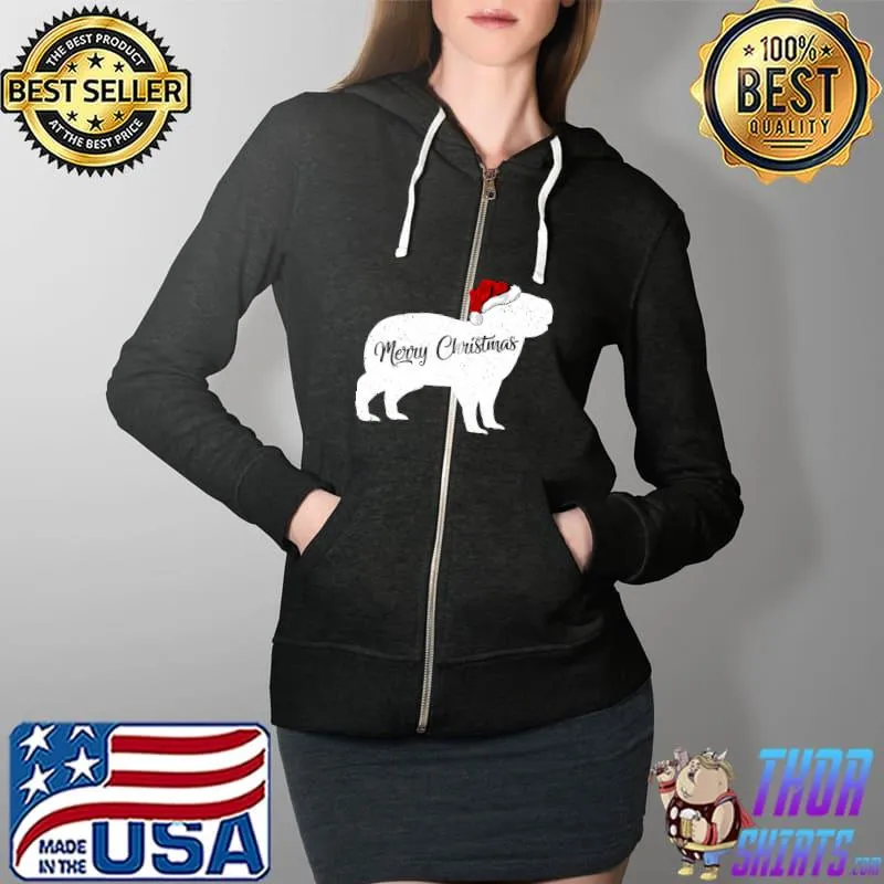 Top funny Capybara Animal Lover Santa Hat Capybara Christmas T-Shirt Full Zip Hooded