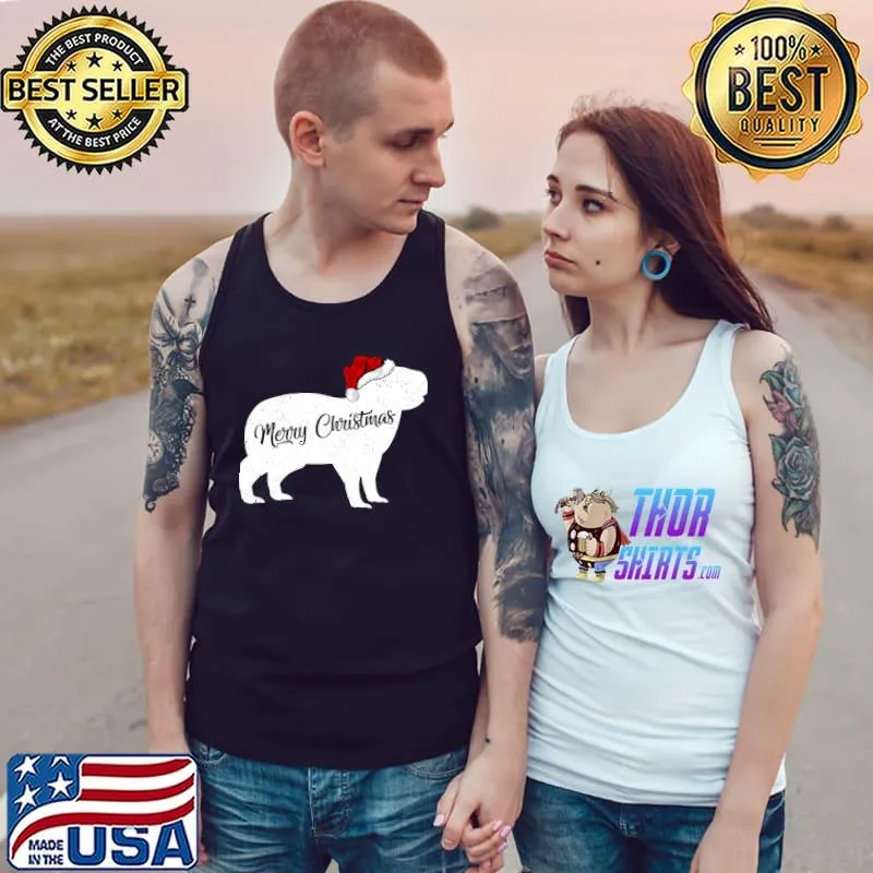 Top funny Capybara Animal Lover Santa Hat Capybara Christmas T-Shirt Tank Top