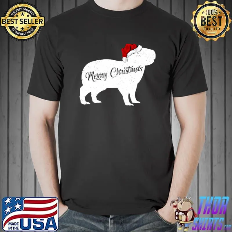 Top funny Capybara Animal Lover Santa Hat Capybara Christmas T-Shirt Unisex