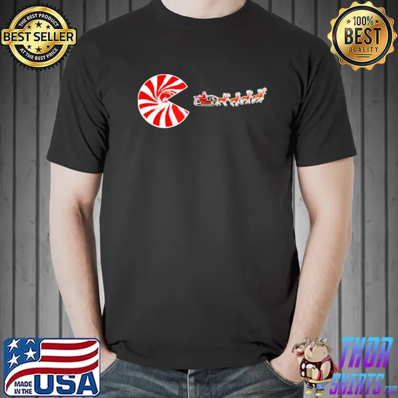 Top funny Christmas Candy Christmas Day Santa Sleigh Video Game T-Shirt Unisex