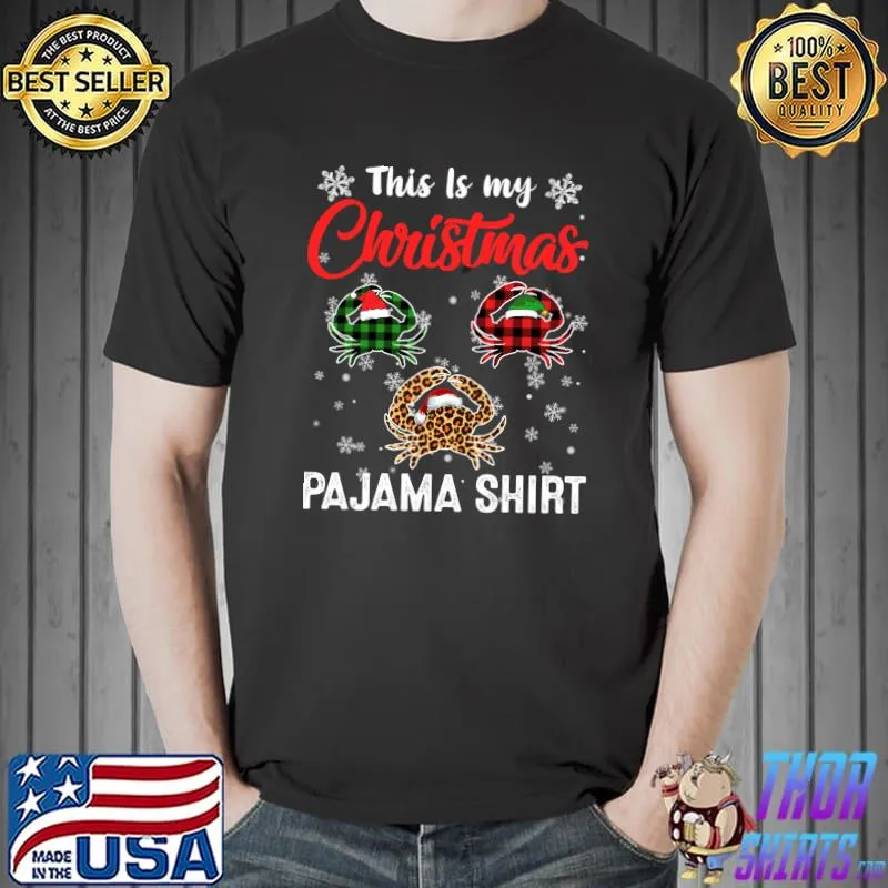 Top funny Christmas Pajama Crab Lover Xmas Tree Animals T-Shirt Unisex