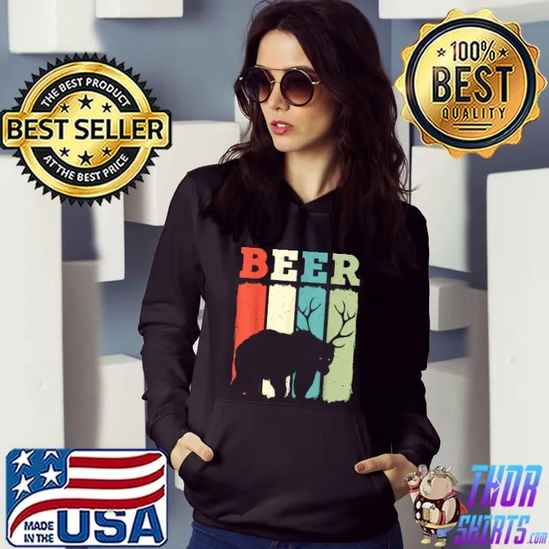 Top funny Vintage Drinking - Bear Deer Beer T-Shirt
