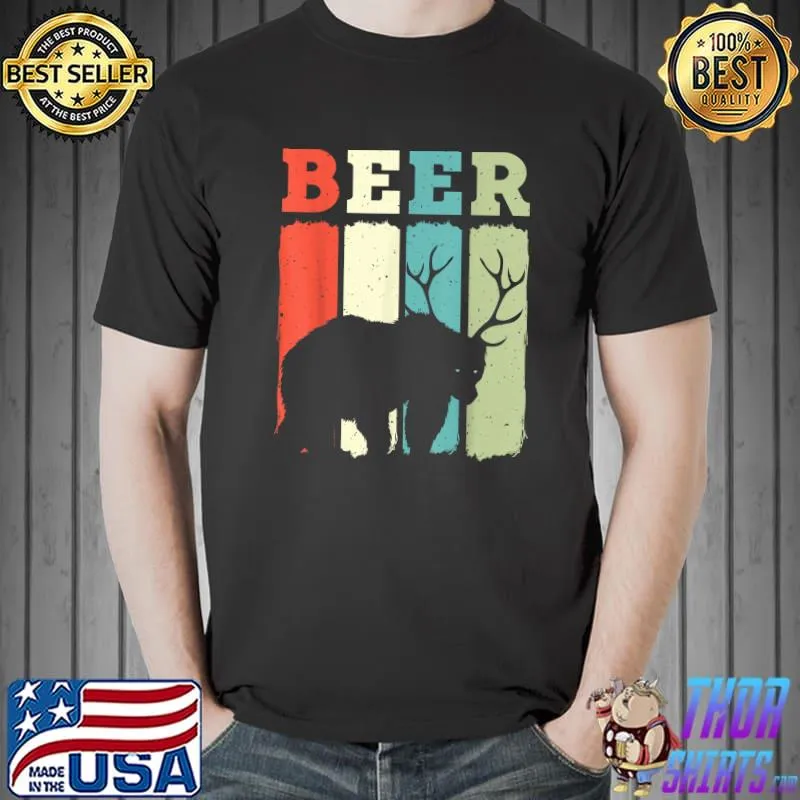 Top funny Vintage Drinking - Bear Deer Beer T-Shirt Unisex