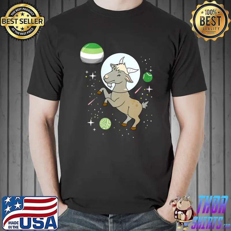 Top goat Astronaut Aromantic Pride T-Shirt Unisex