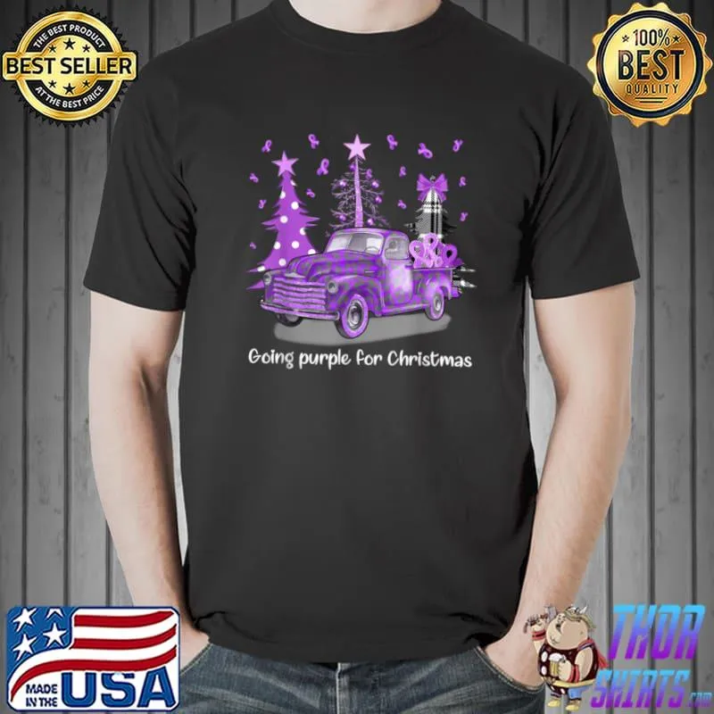 Top going purple for christmas truck Xmas tree pancreatic cancer T Shirt Unisex