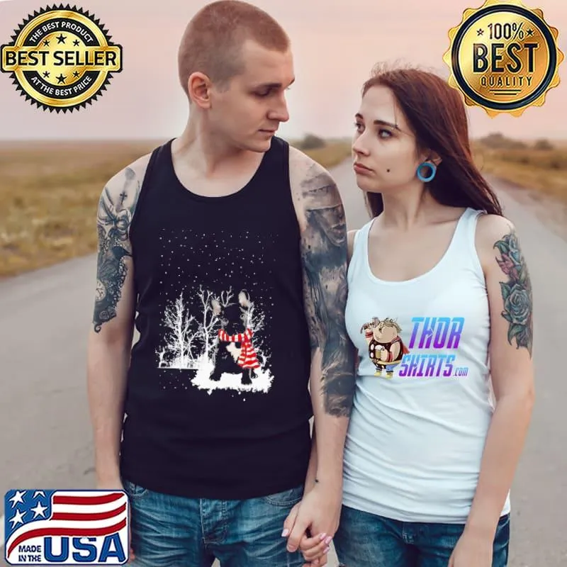 Top Great French Bulldog Snow Scarf Christmas Shirt Tank Top