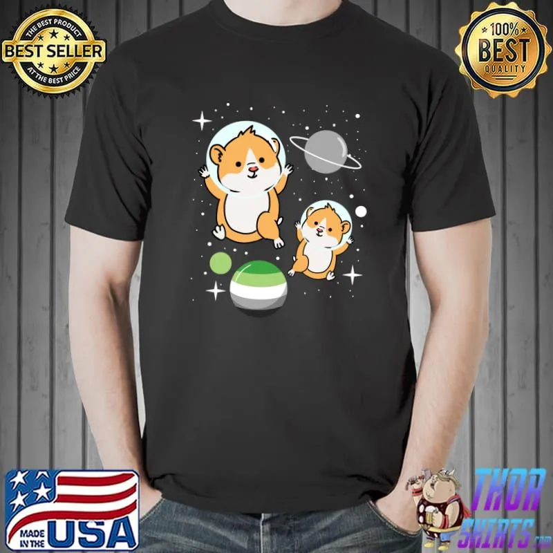 Top hamster Astronaut Aromantic Pride T-Shirt Unisex