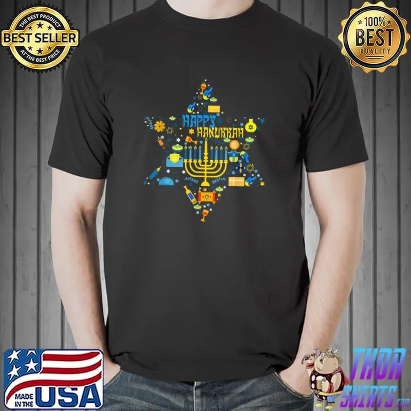 Top hanukkah Shirt Jews Star Of David Chanukah Jewish Menorah PJ T-Shirt Unisex