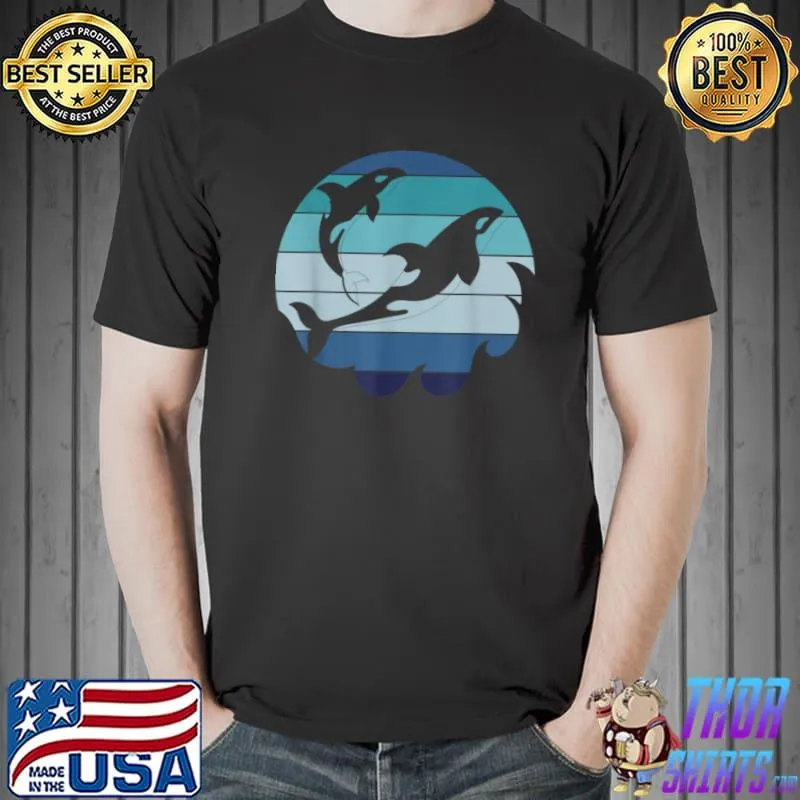 Top Killer Whale Ocean Animal Aquarist Gift Diving Retro Orca T Shirt Unisex