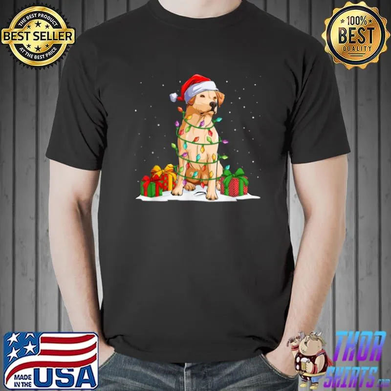 Top Labrador Retriever Santa Christmas Tree Lights Xmas Long T Shirt Unisex