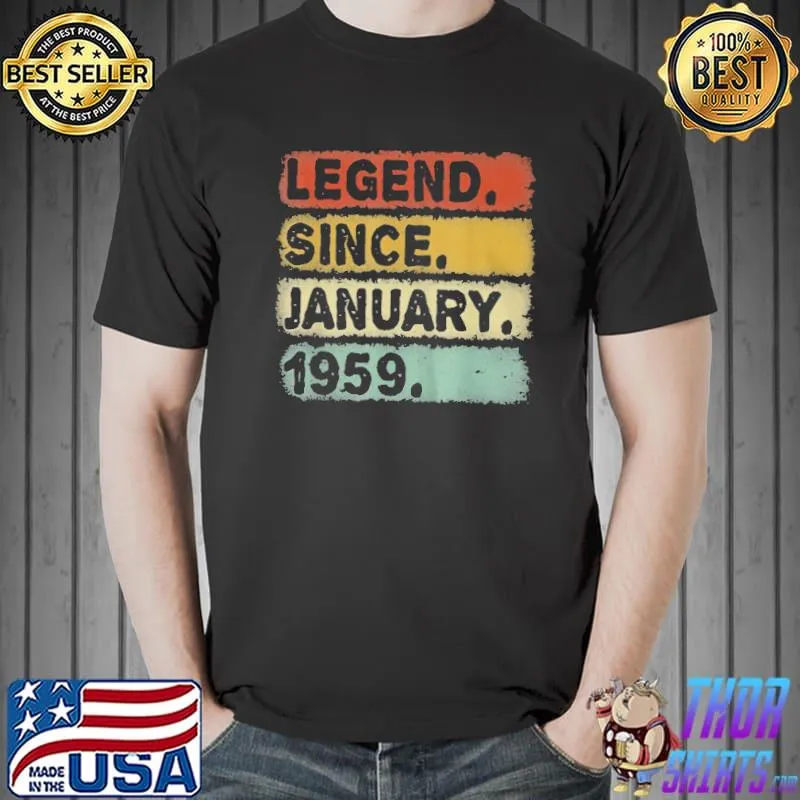 Top legend january 1959 63rd birthday retro 63 years old shirt