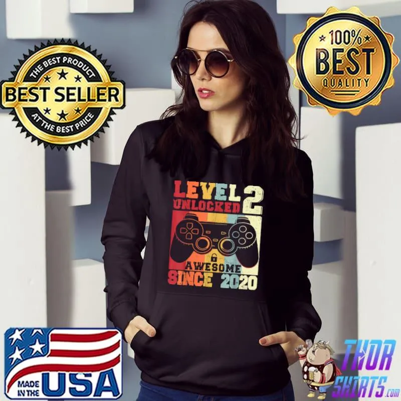 Top Level 2 Unlocked Video Gamer 2 Year Old Birthday T Shirt