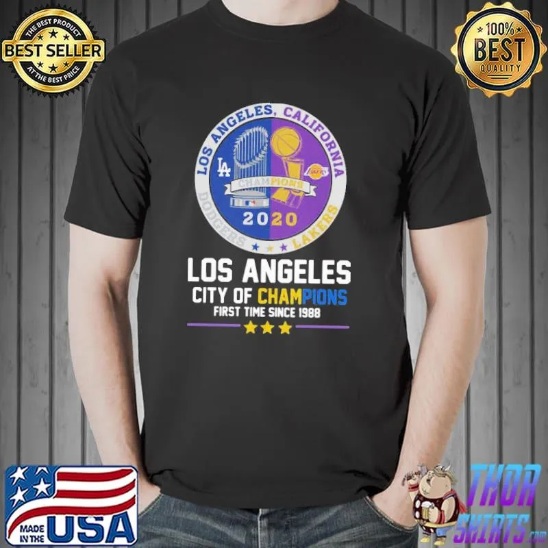Top Los Angeles Dodgers And Los Angeles Lakers California City Of Champions First Time Since 1988 Shirt Unisex