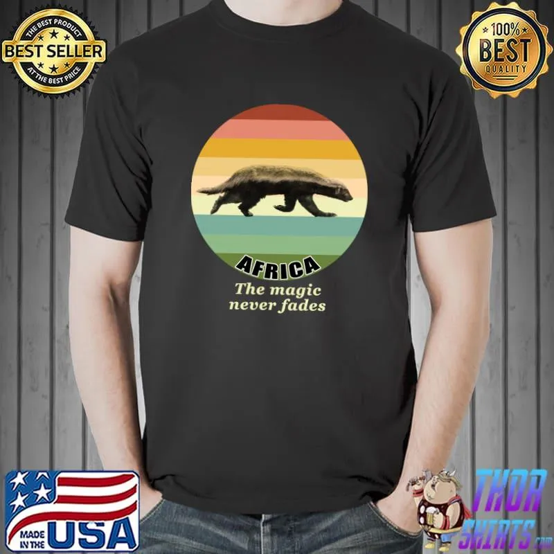 Top magic of Africa Honey Badger on Vintage Retro Sunset T-Shirt Unisex