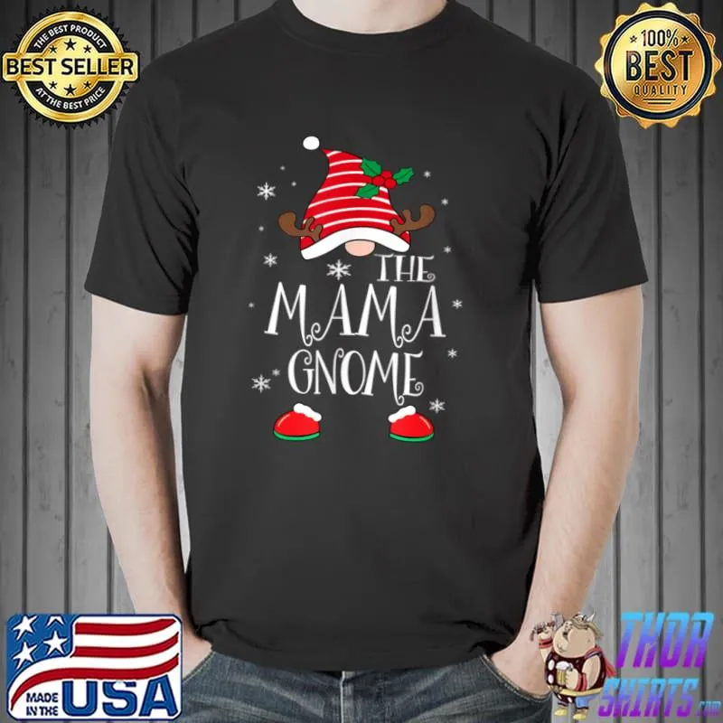 Top mama Gnome Reindeer Christmas Cute Gnome Family T Shirt