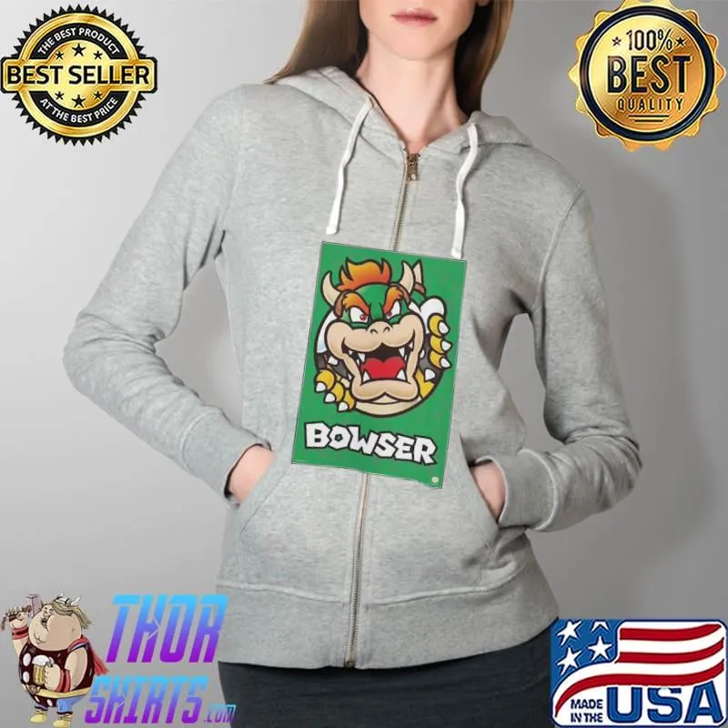 Top mario Bowser Shirt Full Zip Hooded