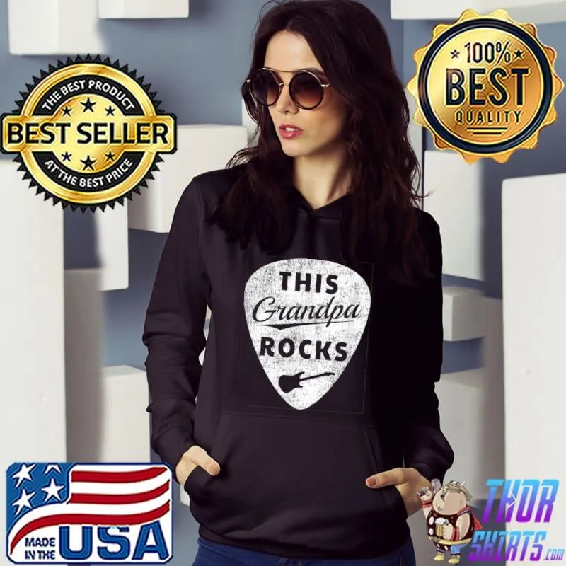 Top Mens Guitar Pick Graphic Art Design - Vintage This Grandpa Rocks T-Shirt Hoodie