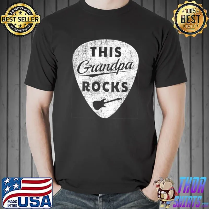Top Mens Guitar Pick Graphic Art Design - Vintage This Grandpa Rocks T-Shirt
