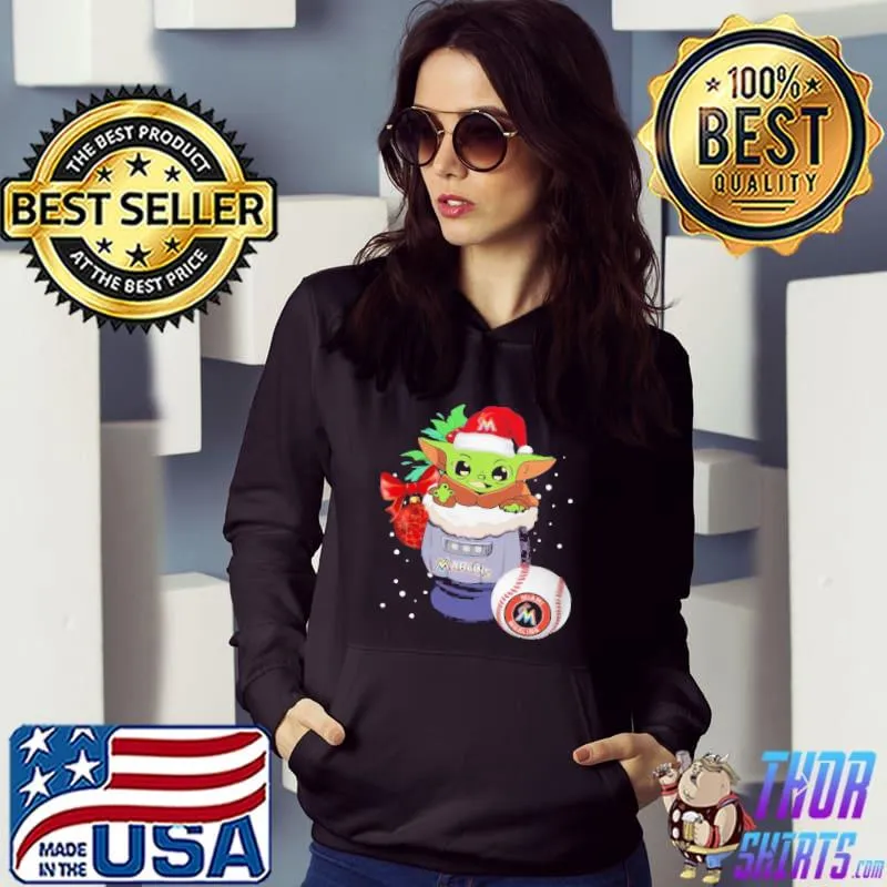 Top Miami Marlins Christmas Baby Yoda Star Wars Funny Happy MLB Shirt