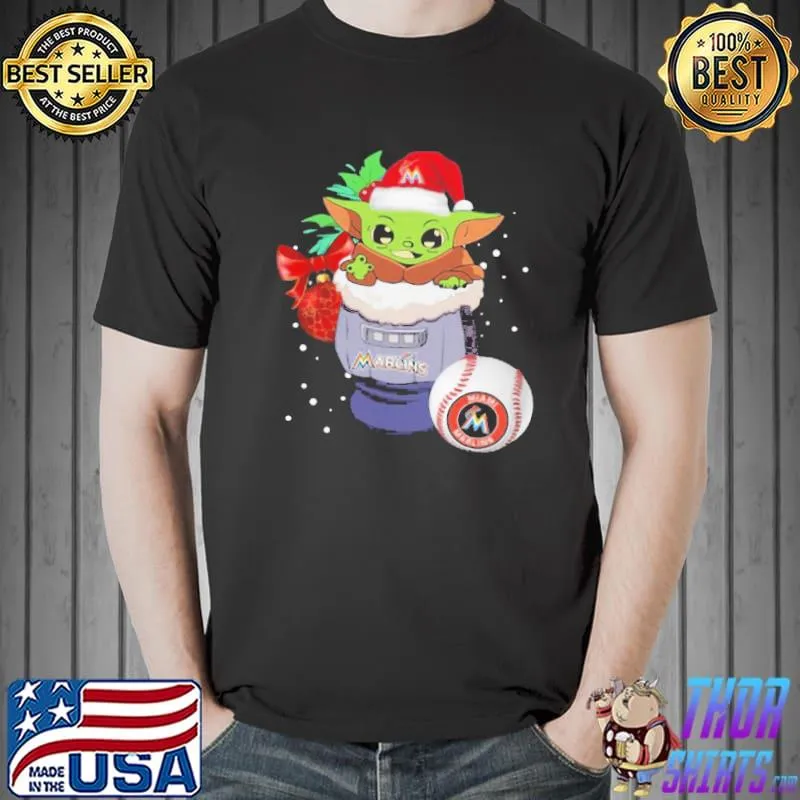 Top Miami Marlins Christmas Baby Yoda Star Wars Funny Happy MLB Shirt Unisex