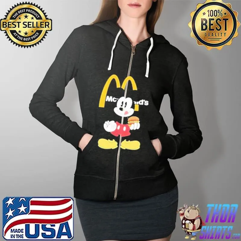 Top Mickey Mouse Mcdonalds Logo Shirt Full Zip Hooded