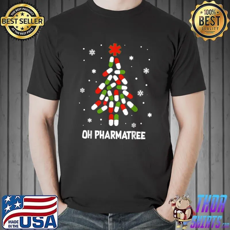 Top oh Pharmatree Pills Christmas Tree Lights Pharmacy Crew T-Shirt Unisex