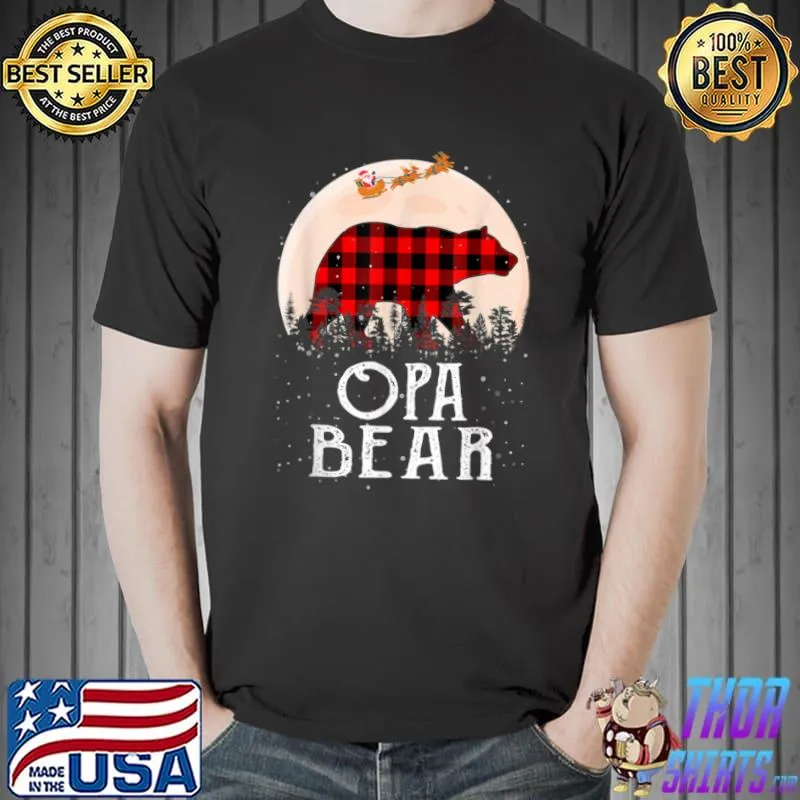 Top Opa Bear Christmas Pajama Red Plaid Buffalo T Shirt Unisex
