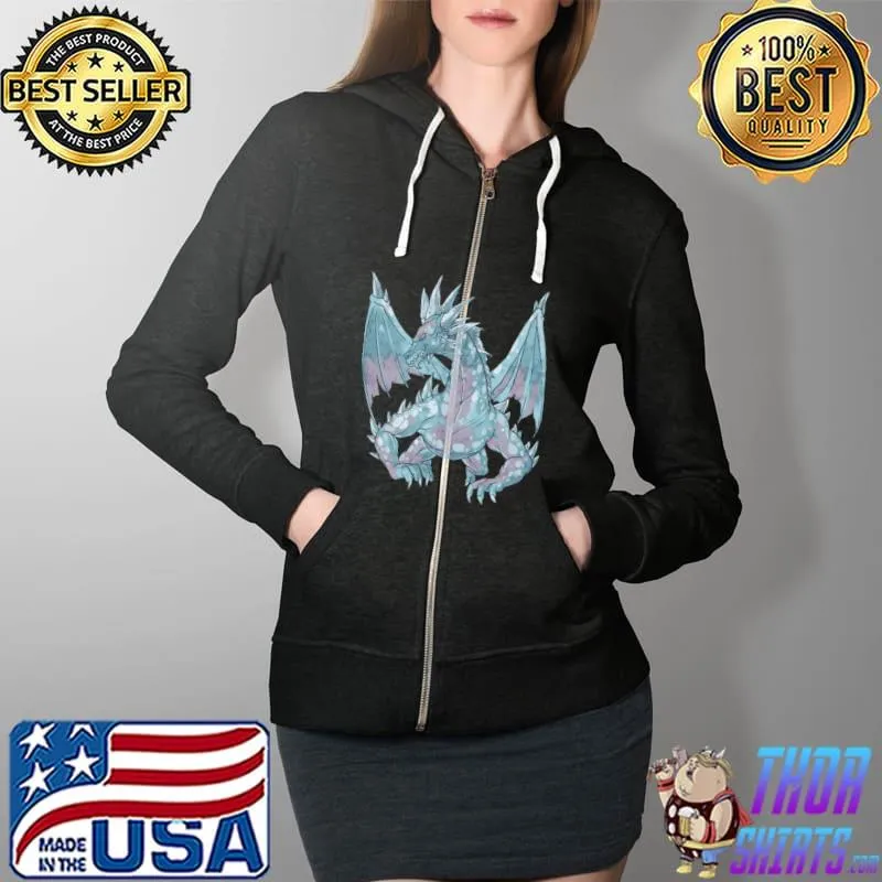 Top Pastel Goth Fierce Scary Dragon Watercolor Shirt Full Zip Hooded