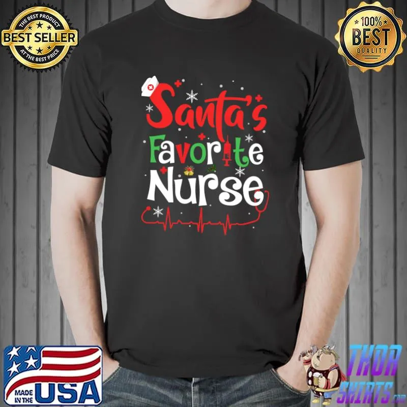 Top Santa's Favorite Nurse T-Shirt Unisex