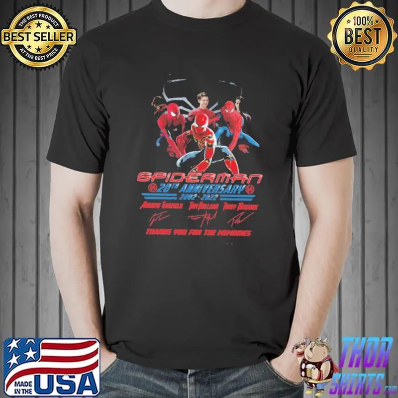Top Spiderman 20th Anniversary 2002 2022 Thanks You For The Memories Shirt Unisex