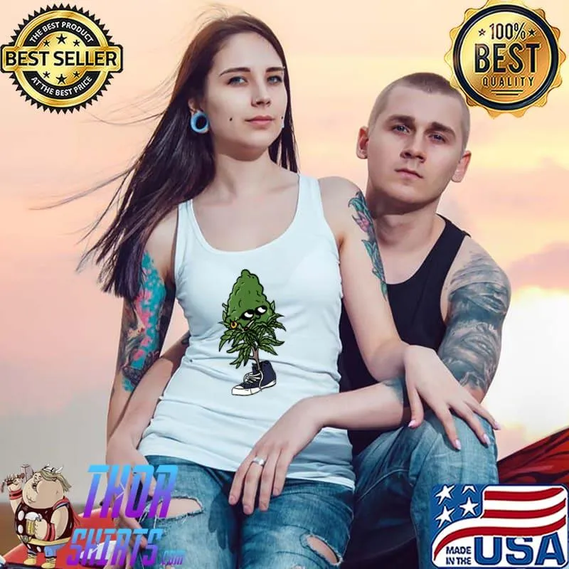 Top stoner Strainz Plant Smoking Marijuana Weed Joint Shoe Pot T-Shirt Tank Top