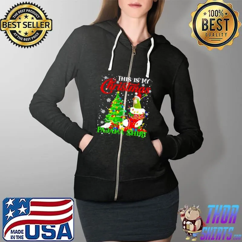 Top This is My Xmas Pajama Shirt Quaker Parrot In Xmas Sock T Shirt Full Zip Hooded